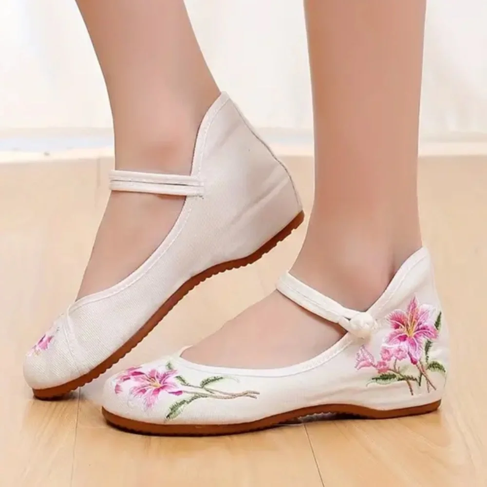 Girls Embroidered Tiger Lilly Floral Oriental Shoes (Sz:36)